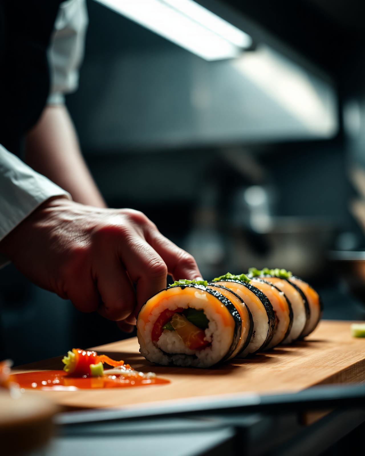 Szef kuchni AKI przygotowuje sushi